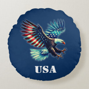 American Eagle Patriotic USA Round Cushion