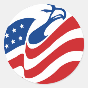 American Eagle Red White Blue Stars Stripes Flag Classic Round Sticker