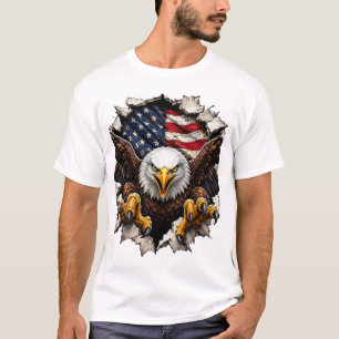 American Eagle Ripping Through USA Flag T-Shirt
