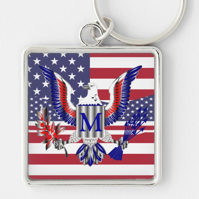 American eagle symbol and flag key ring (Front)