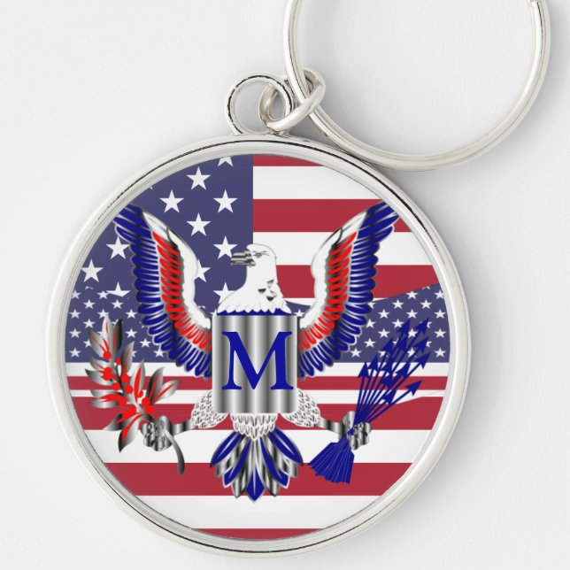 American eagle symbol and flag key ring (Front)