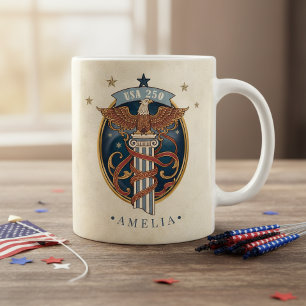 American Eagle USA 250 Art Nouveau Motif ID1304 Coffee Mug