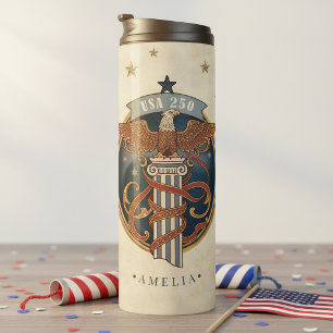 American Eagle USA 250 Art Nouveau Motif ID1304 Thermal Tumbler
