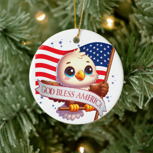 American Eagle USA Flag Gift for Patriot 🦅🇺🇸  Ceramic Ornament