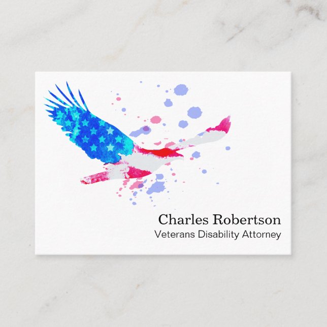 *~*   American Eagle USA Red White and  Blue Flag Business Card (Front)