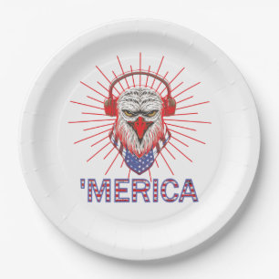 American Eagle Wearing Headphone Paper Plate