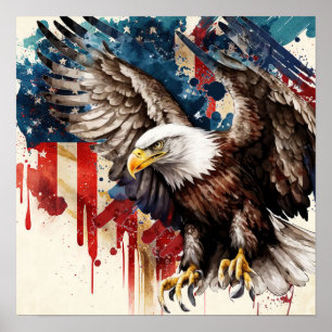American Eagle with USA flag desiged Poster