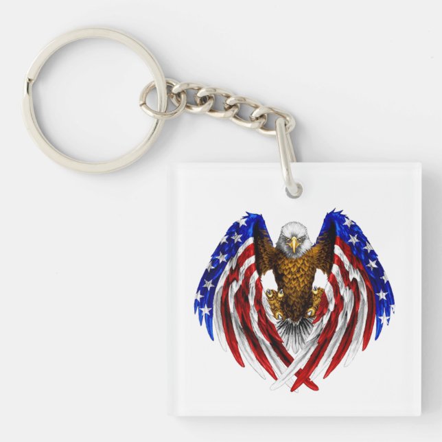 American Eagle with USA Flag on wings Key Ring (Front)