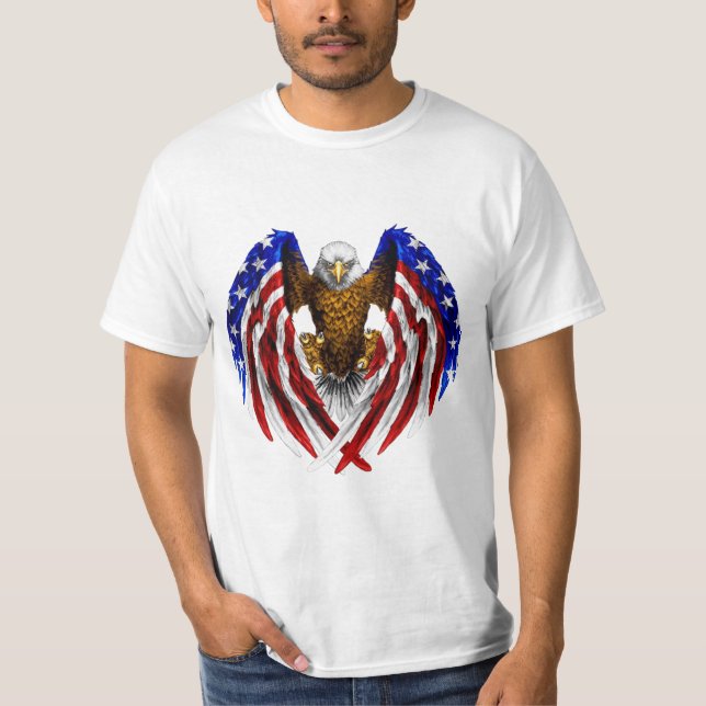 American Eagle with USA Flag on wings T-Shirt (Front)