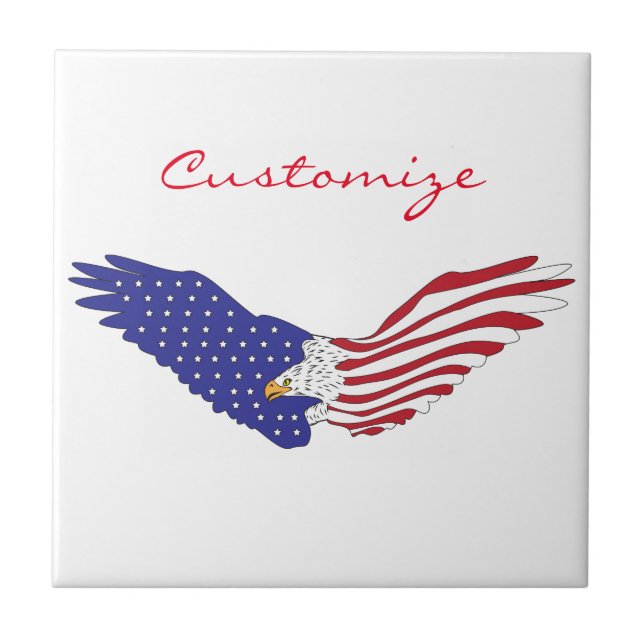American Eagles Thunder_Cove Patriotic 4th of July Ceramic Tile (Front)