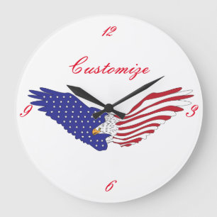 American Eagles Thunder_Cove Patriotic 4th of July Large Clock