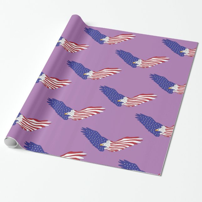 American Eagles Thunder_Cove Patriotic 4th of July Wrapping Paper (Unrolled)
