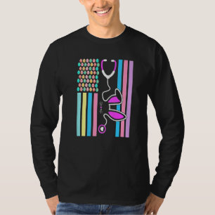American Eggs Flag Stethoscope Bunny Nurse Doctor T-Shirt