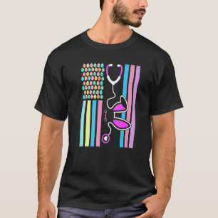 American Eggs Flag Stethoscope Bunny Nurse Doctor T-Shirt