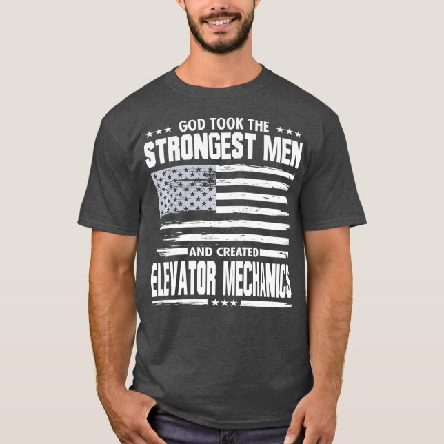 American Elevator Mechanic Art Union Worker God T-Shirt (Front)