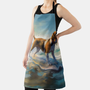 American Engligh Foxhound Beach Surfing Painting  Apron