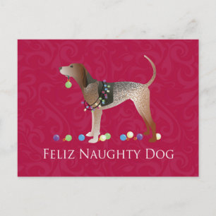 American English Coonhound Christmas Holiday Postcard