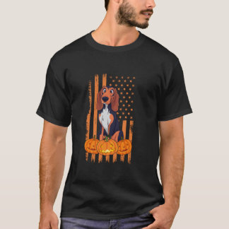 American English Coonhound Dog American Flag Hallo T-Shirt