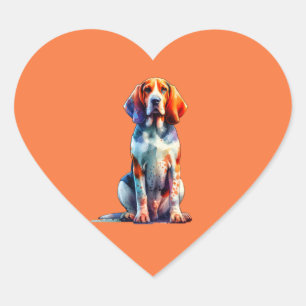American English Coonhound Dog Heart Sticker