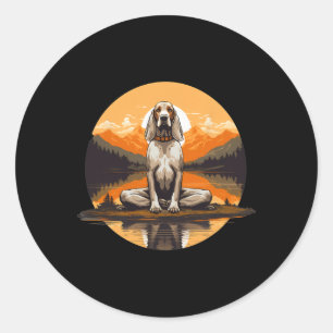 American English Coonhound Dog Meditation Yoga Men Classic Round Sticker