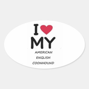 american english coonhound love oval sticker