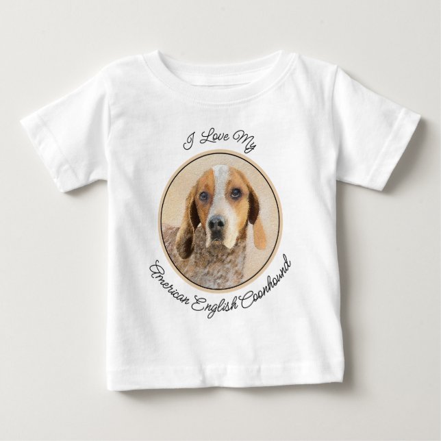 American English Coonhound Painting - Dog Art Baby T-Shirt (Front)