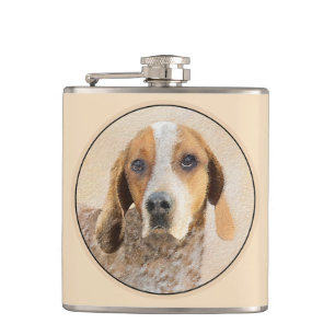 American English Coonhound Painting - Dog Art Hip Flask
