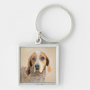 American English Coonhound Painting - Dog Art Key Ring