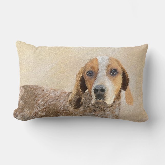 American English Coonhound Painting - Dog Art Lumbar Cushion (Front)