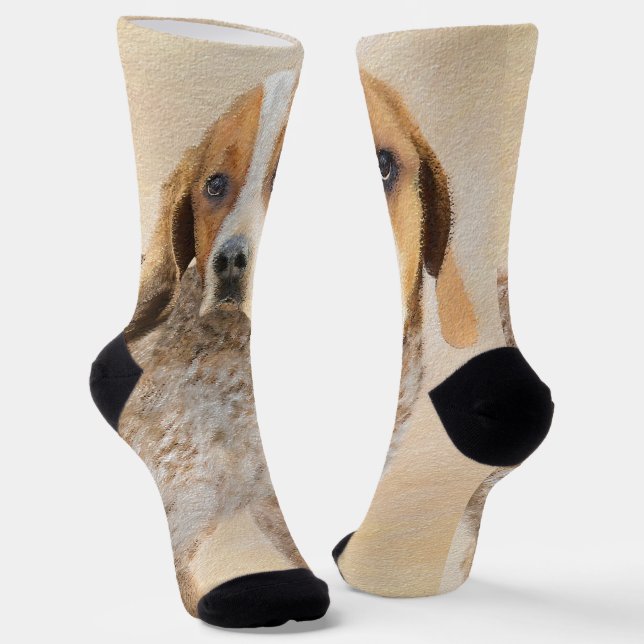 American English Coonhound Painting - Dog Art Socks (Angled)