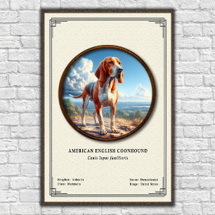 American English Coonhound Zoology Series Poster