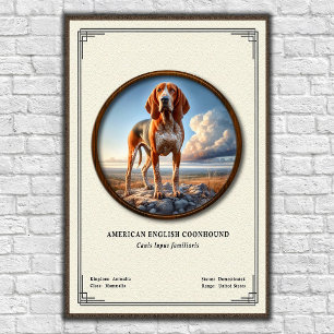 American English Coonhound Zoology Series Poster