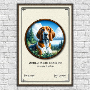 American English Coonhound Zoology Series Poster