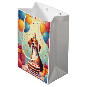 American English Foxhound Birthday Celebration Medium Gift Bag