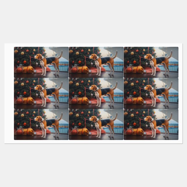 American English Foxhound Christmas Cruise Holiday (Sheet)