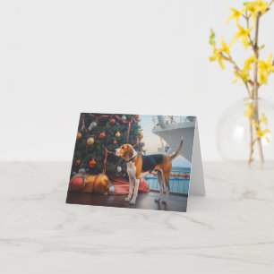 American English Foxhound Christmas Cruise Holiday Card