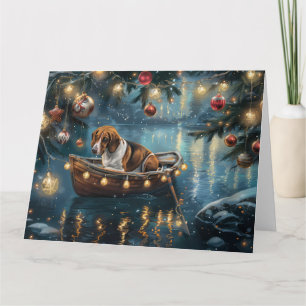American English Foxhound Christmas Festive Voyage Card
