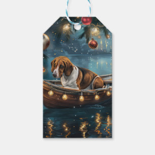 American English Foxhound Christmas Festive Voyage Gift Tags