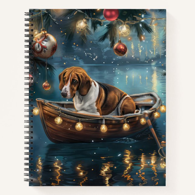 American English Foxhound Christmas Festive Voyage Notebook (Front)