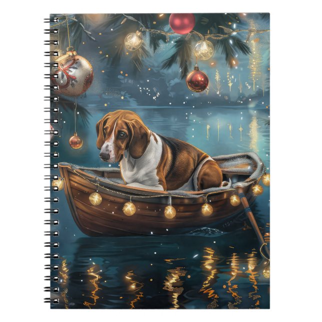 American English Foxhound Christmas Festive Voyage Notebook (Front)