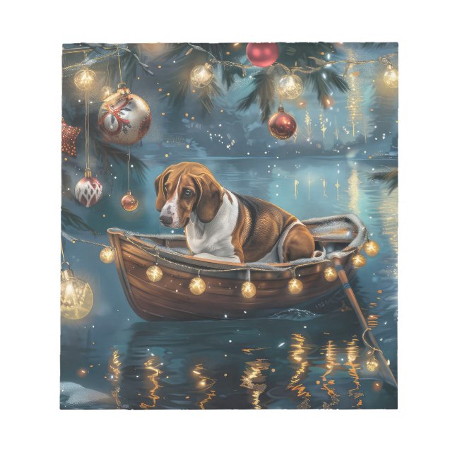 American English Foxhound Christmas Festive Voyage Notepad (Front)