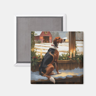 American English Foxhound Christmas Lights Holiday Magnet
