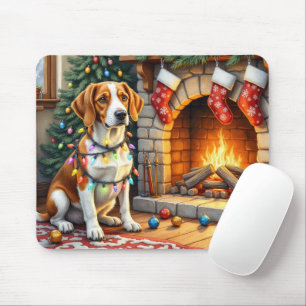 American English Foxhound Christmas Lights Mouse Pad