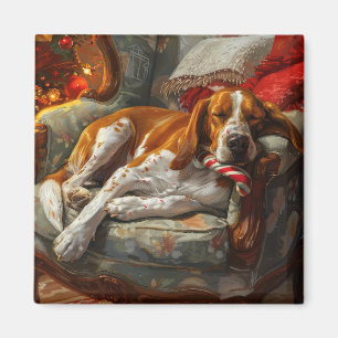 American English Foxhound Dog Christmas Festive Magnet