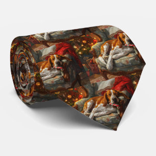 American English Foxhound Dog Christmas Festive Tie