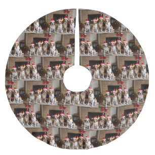 American English Foxhound Fireplace Christmas Brushed Polyester Tree Skirt