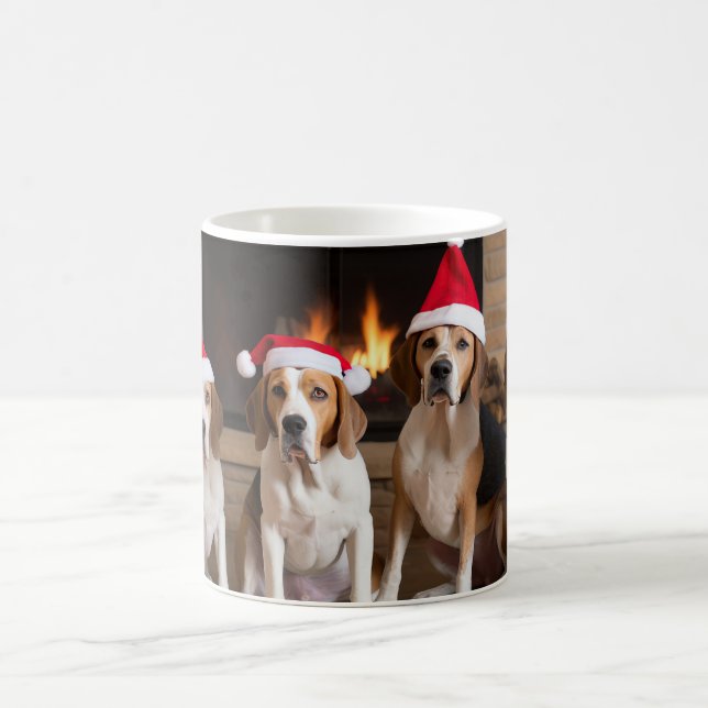 American English Foxhound Fireplace Christmas Coffee Mug (Center)
