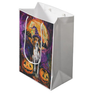 American English Foxhound Halloween Pumpkin  Medium Gift Bag