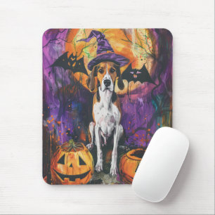 American English Foxhound Halloween Pumpkin Mouse Pad