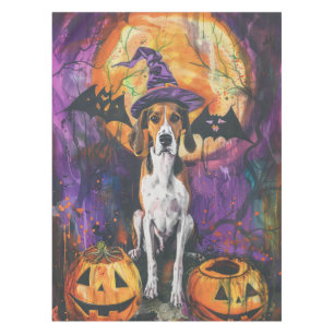American English Foxhound Halloween Pumpkin Tablecloth